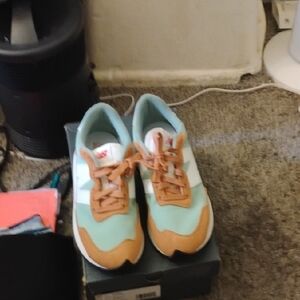 New Balance Green and Tan Retro Sneakers with Suede Accents